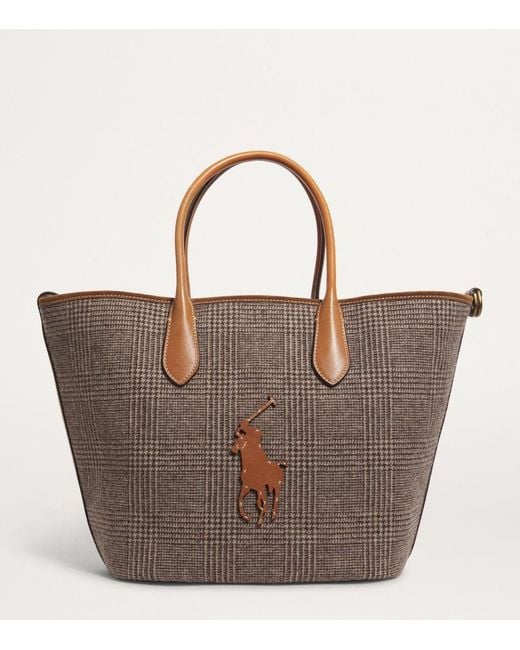 Polo Ralph Lauren Medium Wool Blend Bellport Tote Bag in Brown Lyst UK