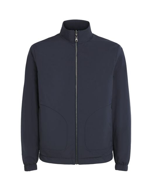 FIORONI CASHMERE Blue Wool Reversible Bomber Jacket for men