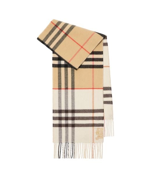 Burberry Natural Cashmere Contrast Check Scarf