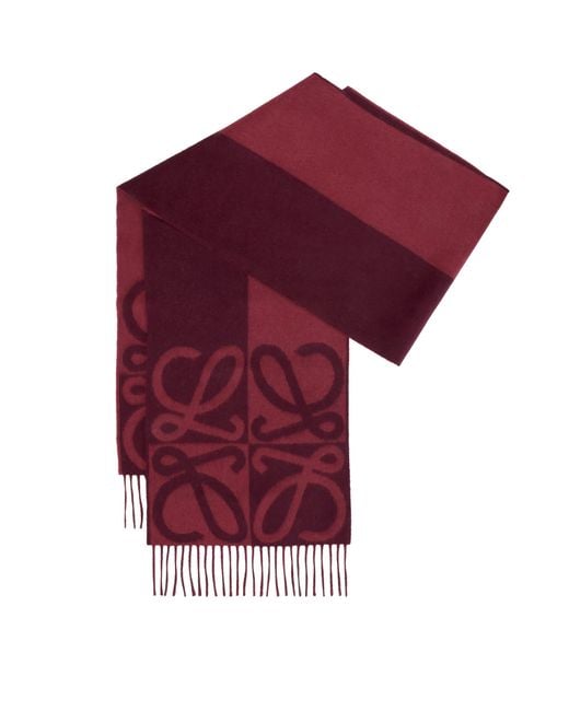 Loewe Red Wool-Cashmere Anagram Scarf
