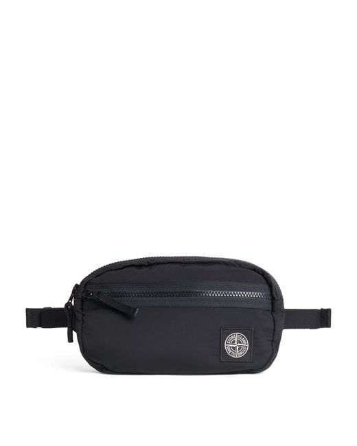 Stone Island Black Logo Patch Belt Bag for men