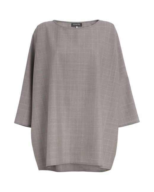 Eskandar Gray Virgin Wool Boat-Neck Blouse
