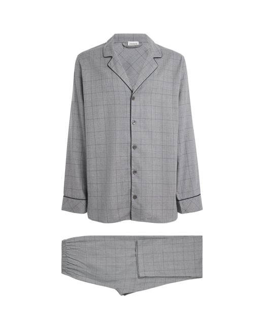 Zimmerli of Switzerland Gray Cotton-Wool Flannel Pyjamas for men
