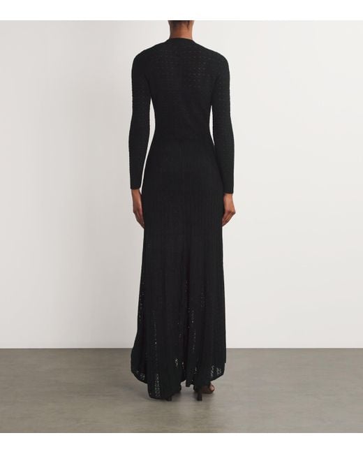 Sandro Black Knitted Openwork Maxi Dress