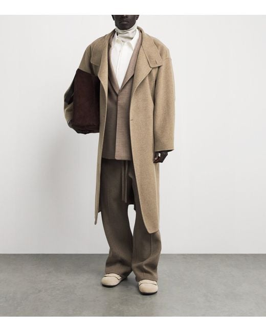 Fear Of God Natural Wool-Cashmere Asymmetic Overcoat for men