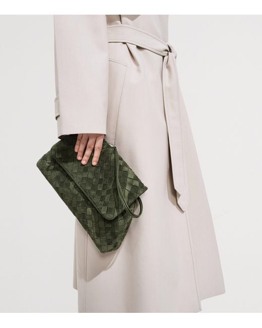 Bottega Veneta Green Suede Giorno Shoulder Bag