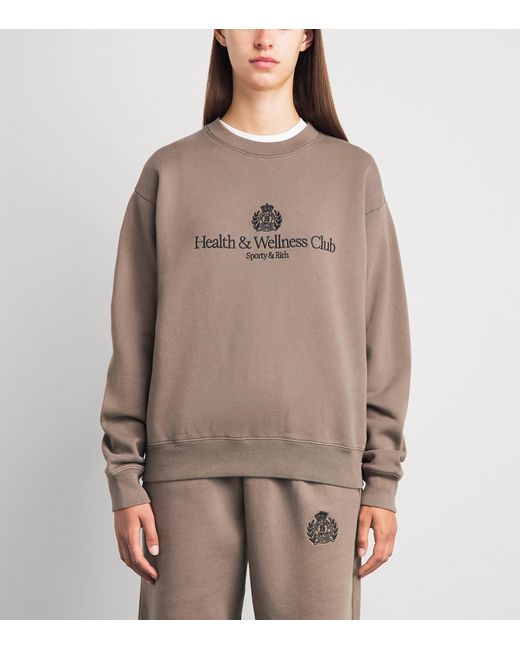 Sporty & Rich Brown Embroidered Crest Sweatshirt