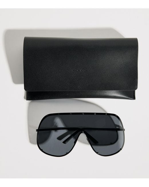 Rick Owens Black Steel Shield Sunglasses for men
