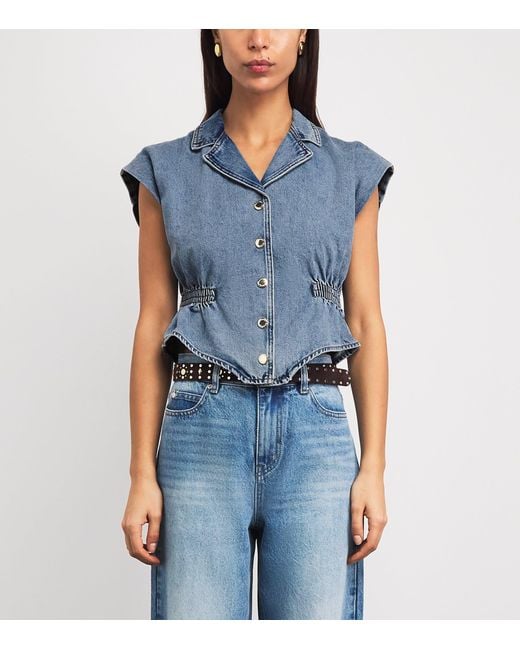Sandro Blue Denim Sleeveless Top