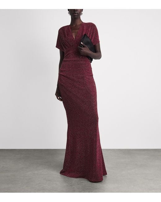 Talbot Runhof Purple Rhinestone V-Neck Gown