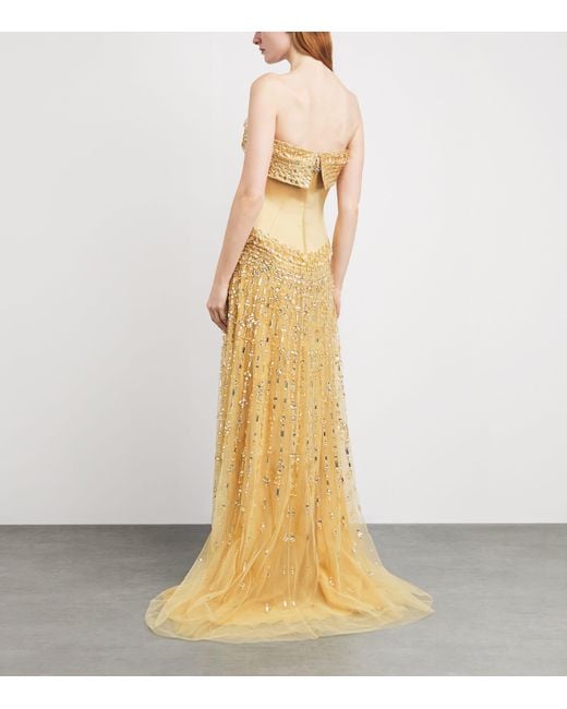 Georges Hobeika Metallic Embellished Strapless Gown