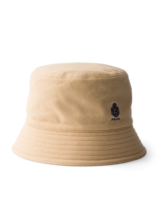 Prada Natural Cotton Old Piqué Bucket Hat for men