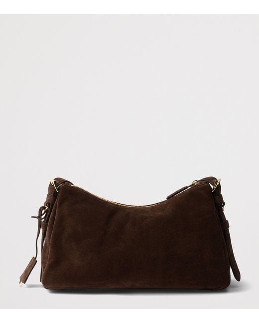 Prada Brown Medium Suede Aimée Shoulder Bag