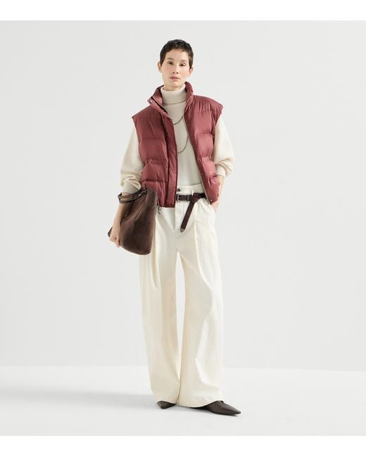 Brunello Cucinelli Red Water-Resistant Monili-Detail Gilet