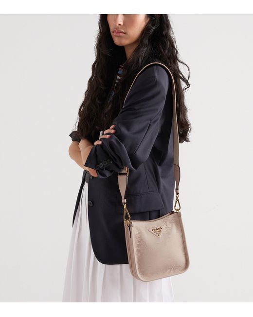 Prada Gray Mini Leather Shoulder Bag