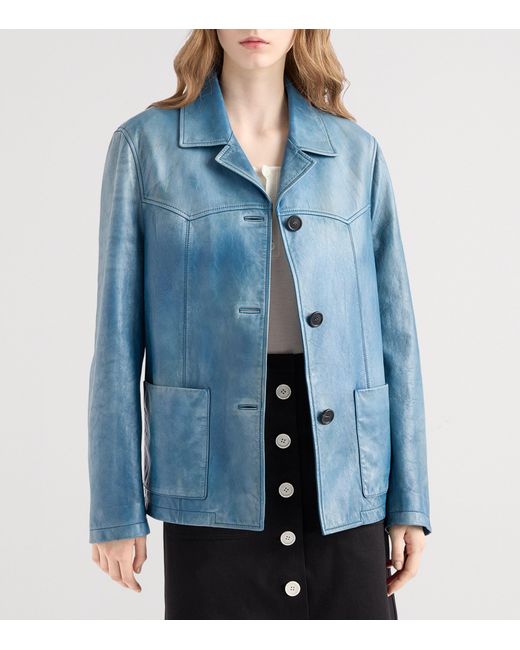 Prada Blue Nappa Leather Jacket
