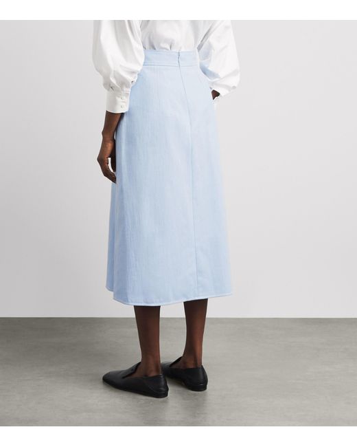 Emilia Wickstead Blue Wilder Denim Midi Skirt