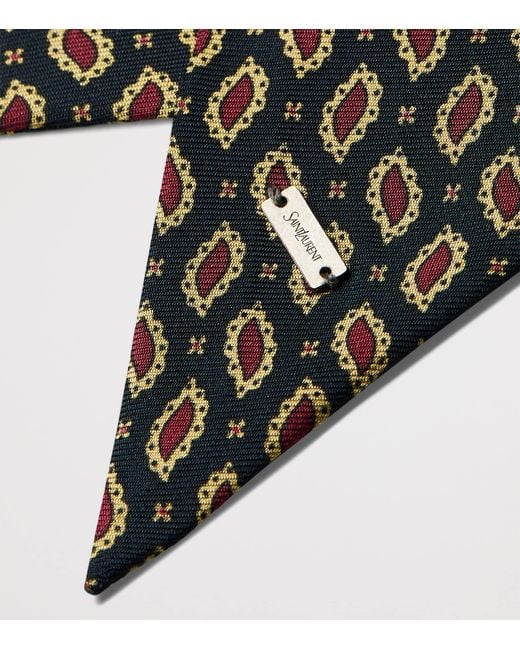Saint Laurent Green Silk Paisley Print Cravat for men