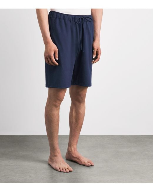 Hanro Blue Cotton Night & Day Shorts for men
