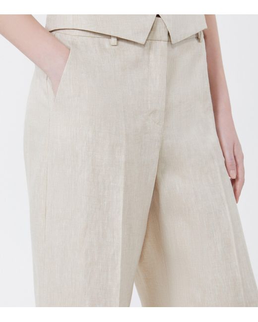 Weekend by Maxmara White Linen Wide-Leg Trousers