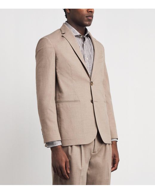 Alan Scott Brown Worsted Cashmere Slim Blazer for men
