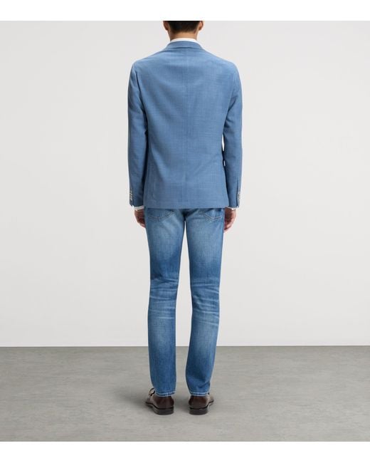 Boss Blue Stretch-Cloth Blazer for men