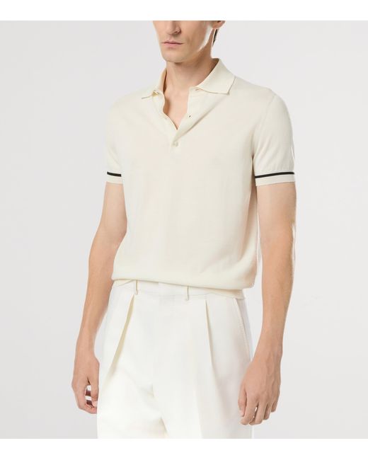 Tom Ford White Cashmere-Silk Polo Shirt for men