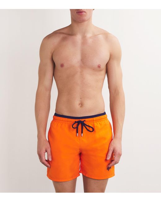 Vilebrequin Orange Embroidered Moka Swim Shorts for men