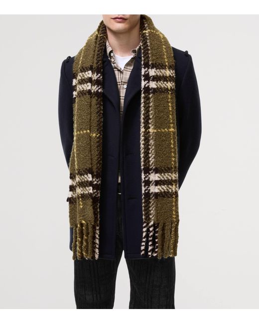 Burberry Green Alpaca-Blend Bouclé Check Scarf