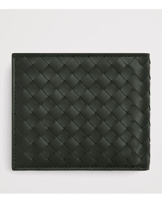 Bottega Veneta Black Leather Intrecciato Piccolo Bifold Wallet for men