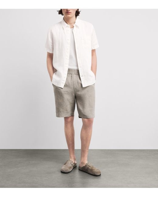 Citizens of Humanity White Linen Short-Sleeve Cairo Shirt for men