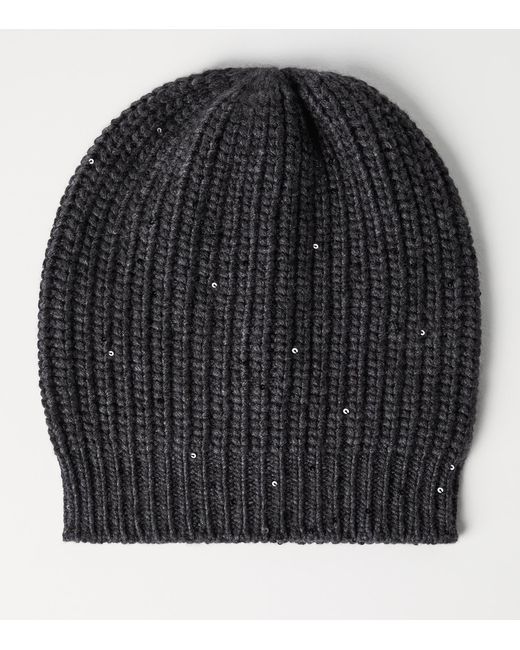 Brunello Cucinelli Black Cashmere-Silk Beanie
