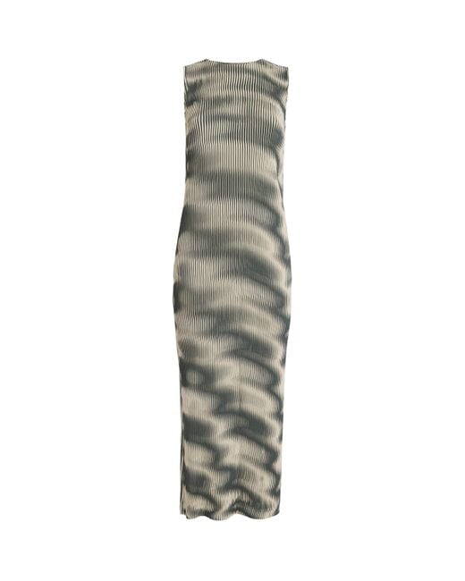 Issey Miyake Brown Sway Pleats Printed Midi Dress