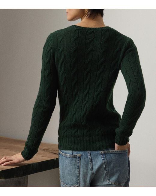 Ralph Lauren Green Cashmere Cable-Knit Sweater