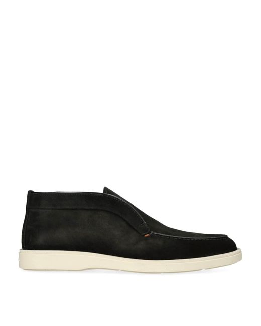 Santoni Black Suede Detroit Desert Boots for men