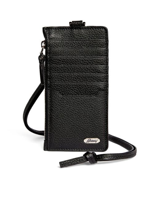 Brioni Black Leather Card Holder for men