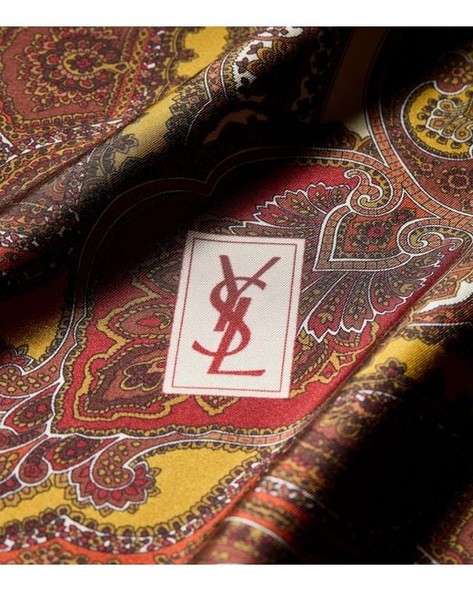 Saint Laurent Red Silk Paisley Print Scarf