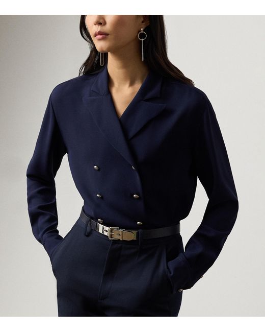 Ralph Lauren Blue Silk Cady Terrel Shirt