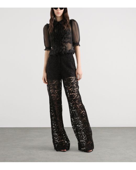 Dolce & Gabbana Black Lace Wide-Leg Trousers