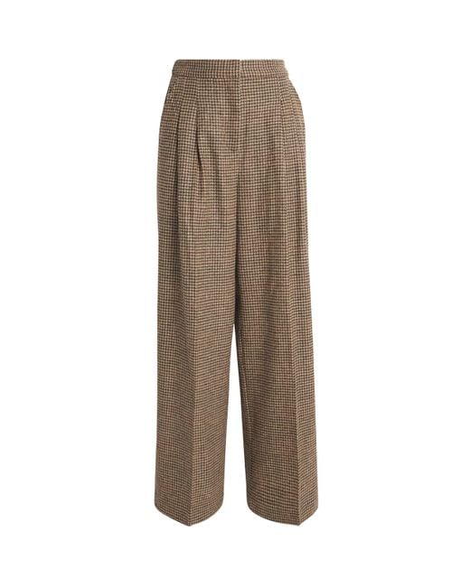 Barbour Brown Wool Tweed Sophia Wide-Leg Trousers