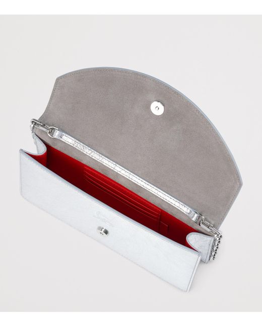 Christian Louboutin Gray Loubi54 Metallic Leather Clutch Bag