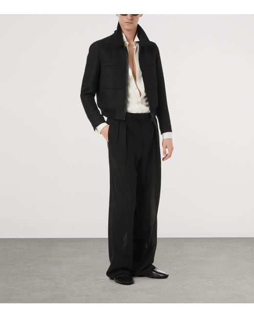 Tom Ford Black Wool-Silk Bomber Jacket for men