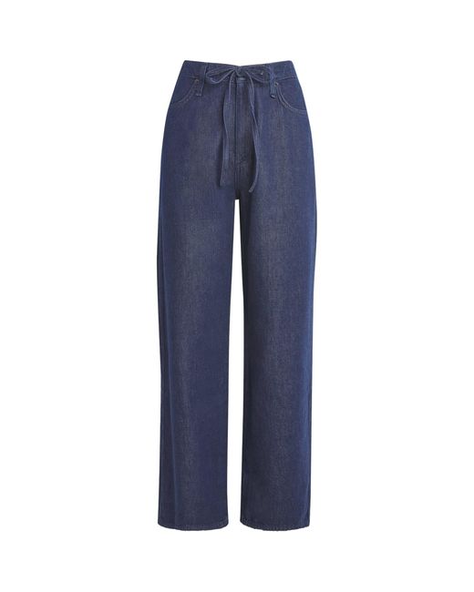 Rag & Bone Blue Drawstring Phoebe Wide-Leg Jeans