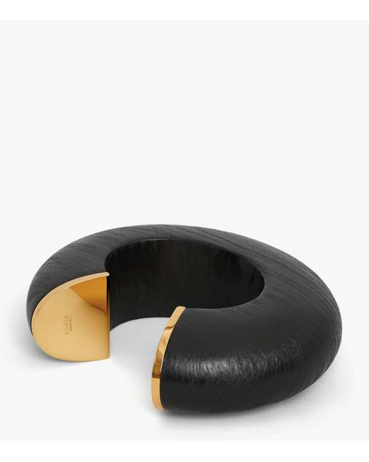 Alaïa Black Wood And Brass Bumper Cuff