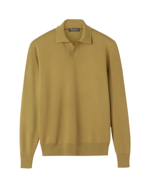 Loro Piana Yellow Merino Wool Buttonless Polo Shirt for men