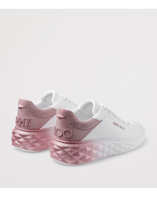 Jimmy Choo White Diamond Maxi Leather Sneakers