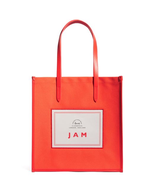 Harrods Red Cotton Jam Condiments Shopper Bag