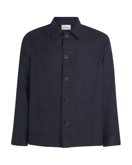 Oliver Spencer Blue Cotton Kennard Shirt Jacket for men