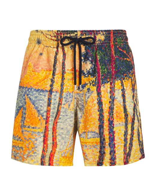 Vilebrequin Orange X Paul Signac Printed Moorea Swim Shorts for men