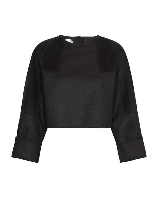 Max Mara Black Stretch-Virgin Wool Top
